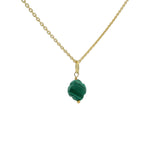 Collier doré petit trèfle en malachite facettée 42 cm
