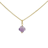 Collier doré petit trèfle améthyste 42 cm