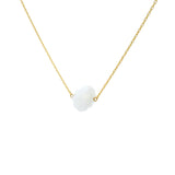 Collier doré trèfle pierre de lune facettée 40 cm