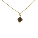 Collier doré petit trèfle quartz fumé 42 cm