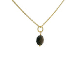 Collier doré petit trèfle quartz fumé 42 cm