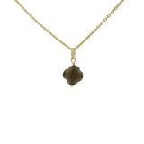 Collier doré petit trèfle quartz fumé 42 cm