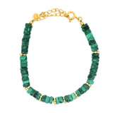 Bracelet doré Malachite taillée en disques Heishi