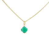 Collier doré petit trèfle onyx verte 42 cm