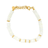 Bracelet doré Opale blanche taillée en disques Heishi