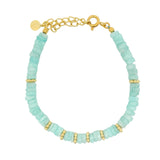 Bracelet doré Amazonite taillée en disques Heishi