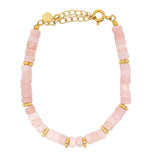 Bracelet doré opale rose taillée en disques heishi