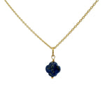 Collier doré petit trèfle lapis lazulis 42 cm