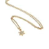 Collier doré petite étoile de David avec zircons 38 cm
