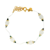 Bracelet doré sur fil duo pierre de lune et rubis zoisite