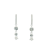Boucles d'oreilles argent 925 barre zircons blancs et pampilles