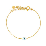 Bracelet doré petit oeil oval en nacre et perles dorées