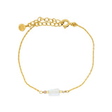 Bracelet doré pierre de lune rectangle et tourmaline