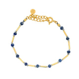 Bracelet doré duo de Lapis lazulis et Labradorite avec tubes dorés