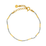 Bracelet doré en labradorite et tubes dorés