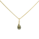 Gold necklace and faceted drop stone