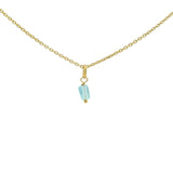 Gold necklace with small square natural stone