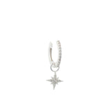 Mini créole fermée argent 925 pampille étoile des vents zircons
