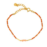 Bracelet doré cornaline et pierre de lune orange avec tiges