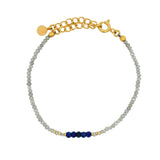 Bracelet doré petites pierres en Labradorite et Lapis lazulis