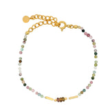 Bracelet doré tubes et tourmaline