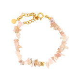 Bracelet doré chips opale rose