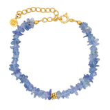 Bracelet doré chips en pierre de Tanzanite