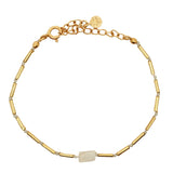 Bracelet tubes dorés avec pierre de lune centrale rectangle