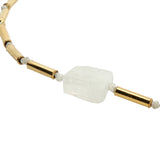 Bracelet tubes dorés avec pierre de lune centrale rectangle