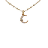 Collier doré petite lune avec zircons 38 cm