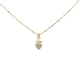 Collier doré mini coeur avec zircons et couronne 38 cm