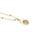 Collier doré mini coeur avec zircons et couronne 38 cm