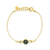 Bracelet doré labradorite et goutte en zircons blancs
