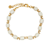 Bracelet doré avec perles de culture et couronnes dorées