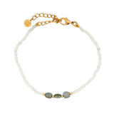 Bracelet doré Pierre de lune et trio de labradorite
