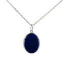 Collier en argent 925 scarabée lapis lazulis et zircons blancs 42 cm