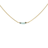 Golden necklace with rectangular stone and small faceted stones