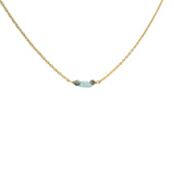 Golden necklace with rectangular stone and small faceted stones