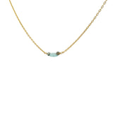 Golden necklace with rectangular stone and small faceted stones
