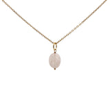 Collier doré et pierre quartz rose 42cm