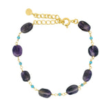 Bracelet doré en Amethyste et Apatite