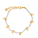 Bracelet doré en labradorite avec disques et pampilles