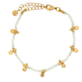 Bracelet doré prehnite avec disques et pampilles