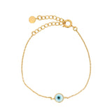 Bracelet doré oeil blanc et bleu