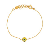 Bracelet doré petit oeil rond jaune en verre soufflé