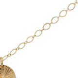 Collier doré médaillon ovale strié onyx verte 50 cm