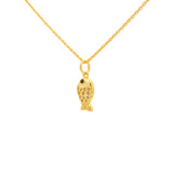 Collier doré poisson et zircons blancs 42cm