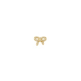 Puce d'oreilles dorée noeud et zircons blancs