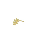 Boucle d'oreilles dorée marguerite avec un zircon blanc