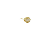 Boucle d'oreilles dorée zircon blanc oval avec griffes